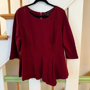 Eloquii Red Peplum Blouse with 3/4 Sleeves